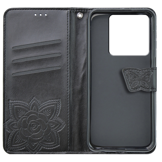Flip case for Xiaomi Poco X6 5G, Butterfly, black