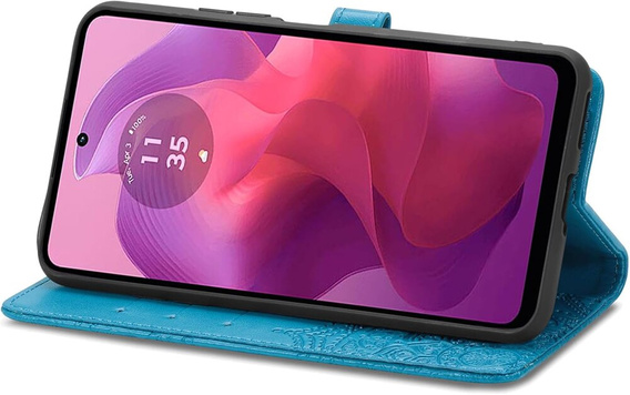 Flip case for Motorola Moto E14, Mandala, blue