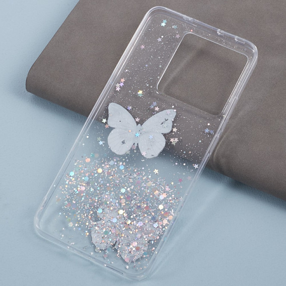 Case for Xiaomi 13T / 13T Pro / Redmi K60 Ultra, Glitter Butterfly, white