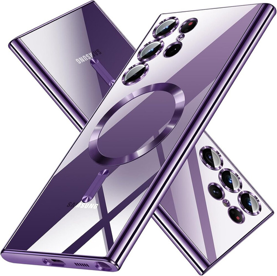 Case for Samsung Galaxy S24 Ultra, Electro MagSafe, purple + Full Glue Ceramic Glass