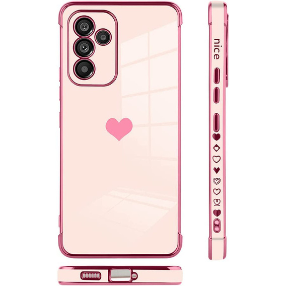 Case for Samsung Galaxy A34 5G, Electro heart, pink rose gold