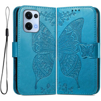Flip case for Oppo Reno 13, Butterfly, blue