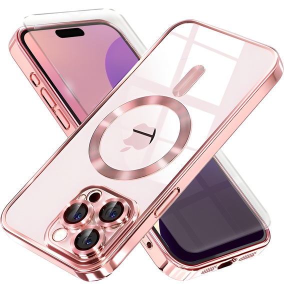 Case for iPhone 16 Pro, Electro MagSafe, pink + Screen Glass
