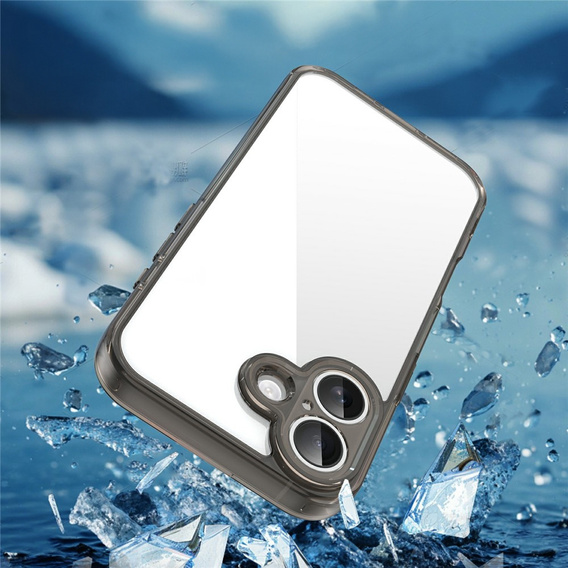 Case for iPhone 17, with camera cover, transparent with black sides