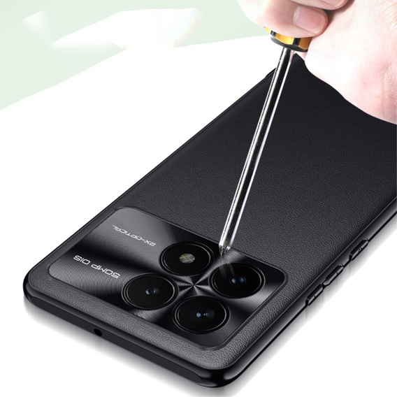 Leather case for Xiaomi Poco F6 Pro, leather hybrid, black