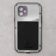 Love Mei Case for iPhone 12, armored with glass, grey
