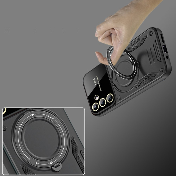 Armored Case for Samsung Galaxy A55 5G, Magnetic Ring, black