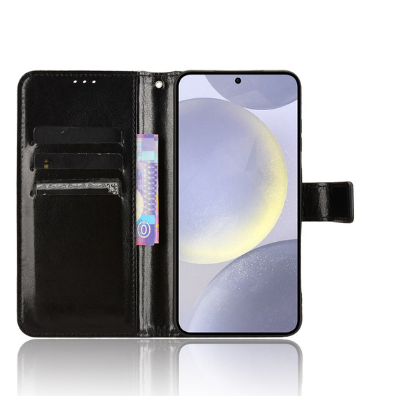 Flip case for Samsung Galaxy S25 FE, Crazy Horse Wallet, black