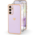 Case for Samsung Galaxy A35 5G, Electro heart, purple + Full Glue Ceramic Glass
