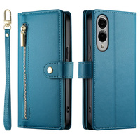 Flip case for Samsung Galaxy S25 Edge, Wallet Zipper Pocket, blue