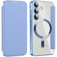 Flip case for Samsung Galaxy S24, RFID Wallet MagSafe CamShield, blue