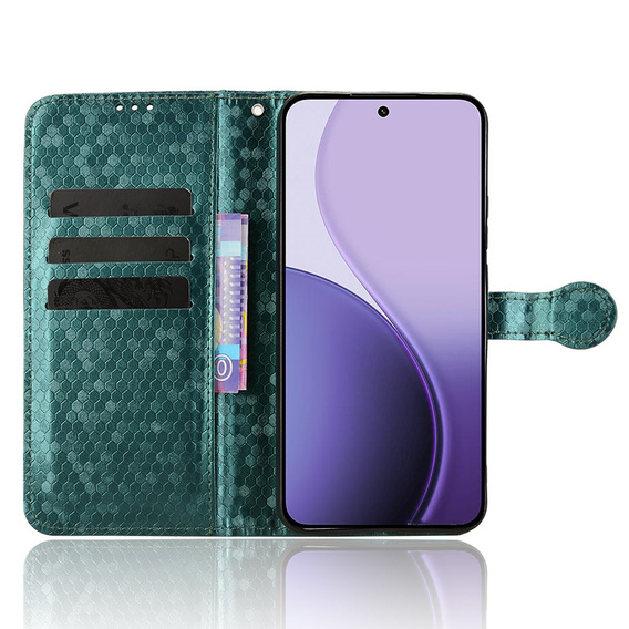 Flap case for Oppo Reno 14, Wallet Rhombus, green