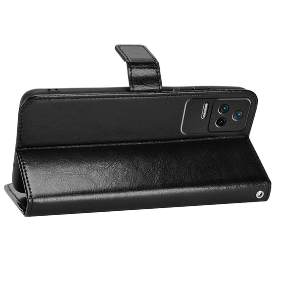 Flip case for Xiaomi Poco F4 5G, Crazy Horse Wallet, black