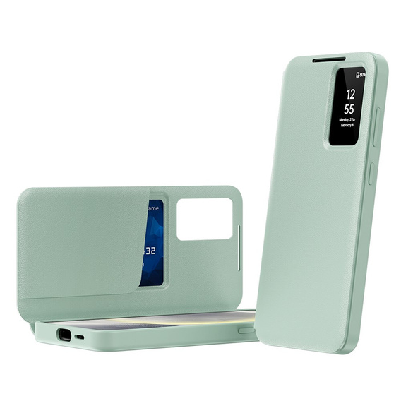 Flip case for Samsung Galaxy A55 5G, Smart View Wallet, green