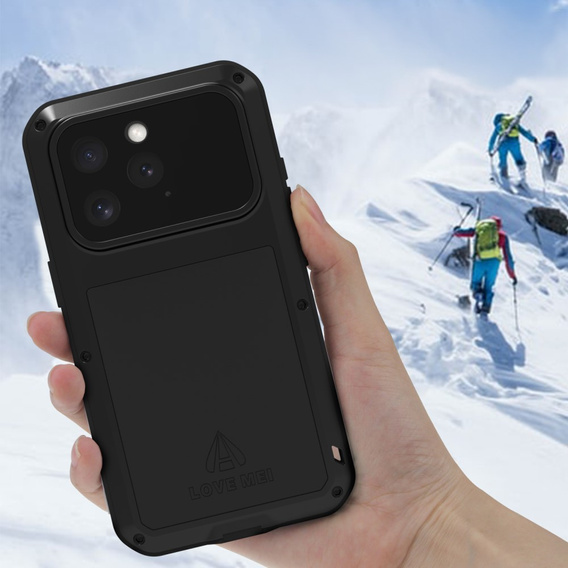 Love Mei Case for iPhone 16 Pro, armored with glass, black