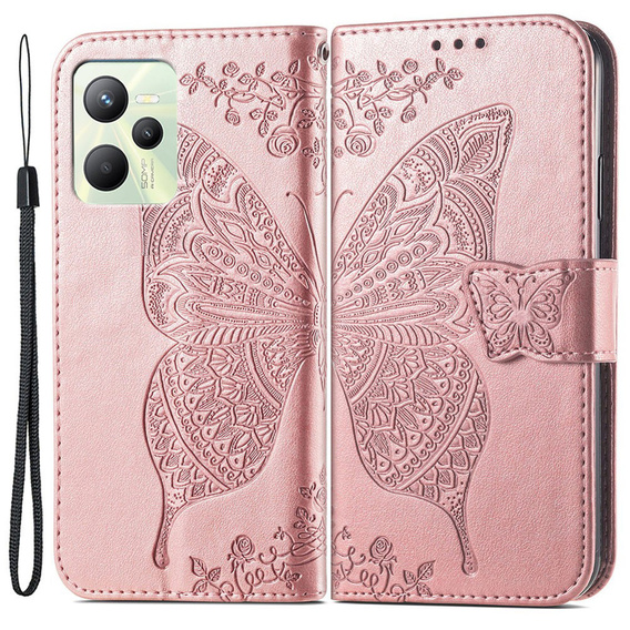 Flip case for Realme C35, Butterfly, pink
