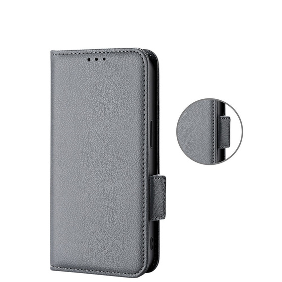 Flip case for Xiaomi Redmi Note 12 5G / POCO X5 5G, Wallet Litchi Magnet, grey