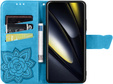 Flip case for Xiaomi Poco F6, Butterfly, blue