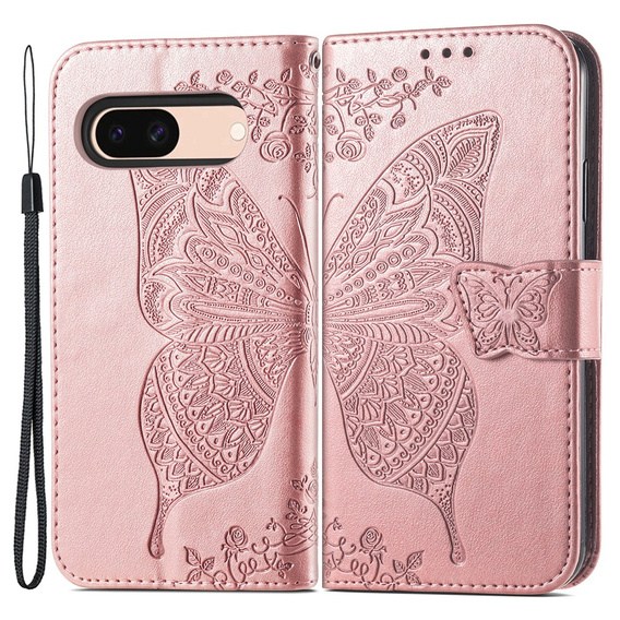 Flip case for Google Pixel 8A, Butterfly, pink rose gold