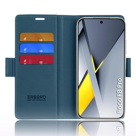 ERBORD Glossy Litchi flip case for Xiaomi Poco F8 Pro