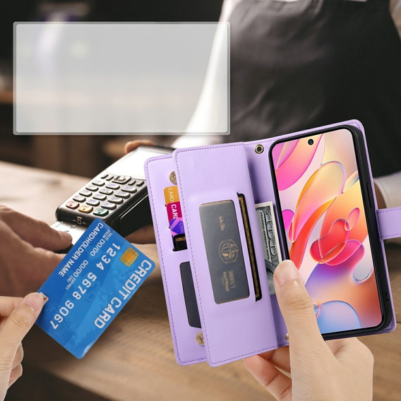 Flip case for Samsung Galaxy A56 5G, Wallet Zipper Pocket, purple