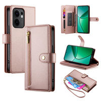 Flip case for Oppo Reno 13F 5G, Wallet Zipper Pocket, pink