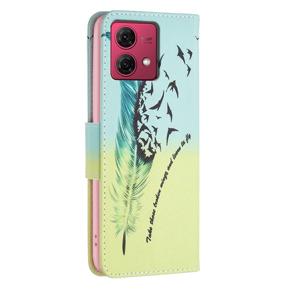 Flip case for Motorola Moto G84 5G, Wallet, feather, blue