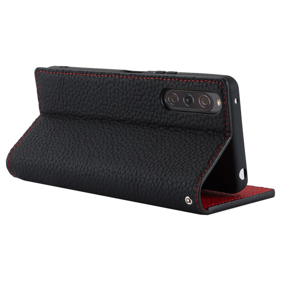Flip case for Sony Xperia 10 V, Litchi Skin Grain, black