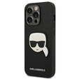 Karl Lagerfeld Case for iPhone 14 Pro Max, Saffiano Karl's Head Patch, black