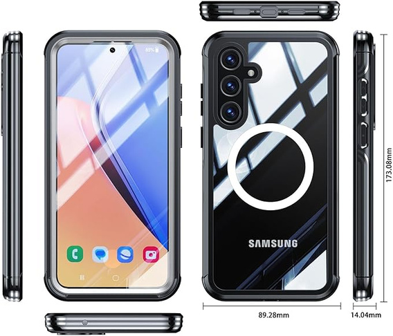 Case for Samsung Galaxy A55 5G, Shockproof, with glass, for MagSafe, black