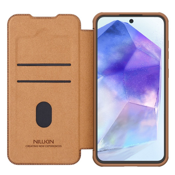 NILLKIN flip case for Samsung Galaxy A56, CamShield Qin Pro, leather, brown