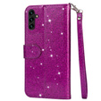 Flip case for Samsung Galaxy A56 5G, Wallet Zipper Pocket Glittery, purple