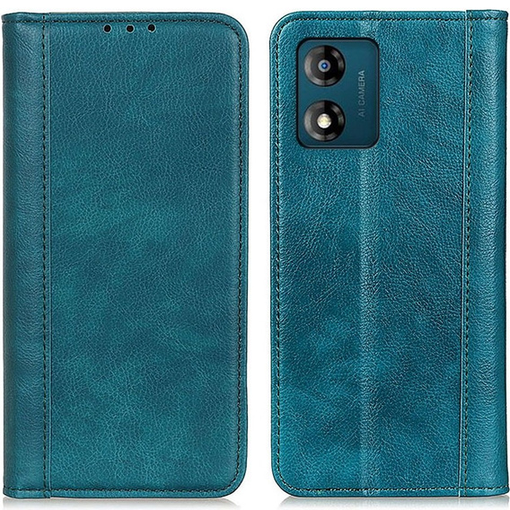 Flip case for Motorola Moto E13, Split Leather, green