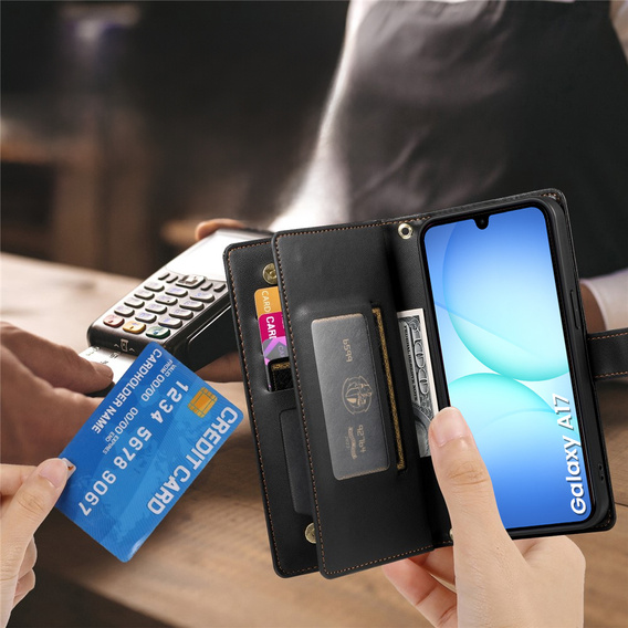 Wallet Zipper Pocket flip case for Samsung Galaxy A17 5G, Wallet Zipper Pocket, black