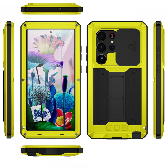 Armored case for Samsung Galaxy S23 Ultra, R-JUST CamShield Slide, yellow