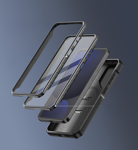 Armored case for Samsung Galaxy S24 FE, Dexnor Full Body (Two Frames), black