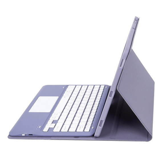 Case + keyboard Samsung Galaxy Tab S9+, Leather Pen Slot TouchPad, purple