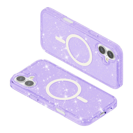 Case for iPhone 17, for MagSafe, glitter, translucent purple