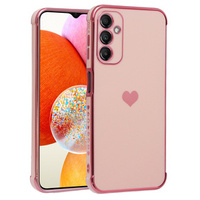 Case for Samsung Galaxy A14 4G/5G, Electro heart, pink rose gold
