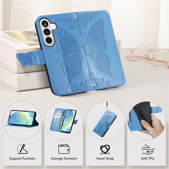 Butterfly flip case for Samsung Galaxy A57 5G, blue
