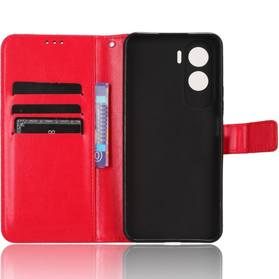 Flip case for Honor 90 Lite 5G, Crazy Horse Wallet, red
