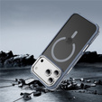 Matt Case for iPhone 17 Pro Max, armoured, for MagSafe, smoky with grey sides