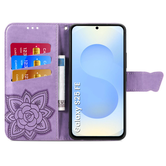 Flip case for Samsung Galaxy S25 FE, Butterfly, purple