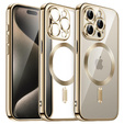Case for iPhone 15 Pro Max, Electro MagSafe, gold + Screen Glass