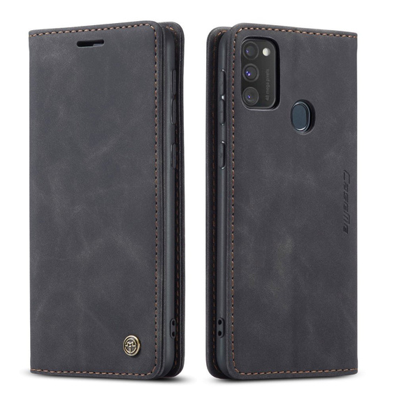 CASEME case for Samsung Galaxy M21, Leather Wallet Case, black