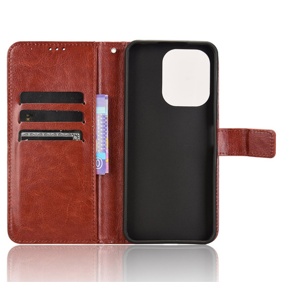 Flip case for Xiaomi Redmi 13, Crazy Horse Wallet, brown