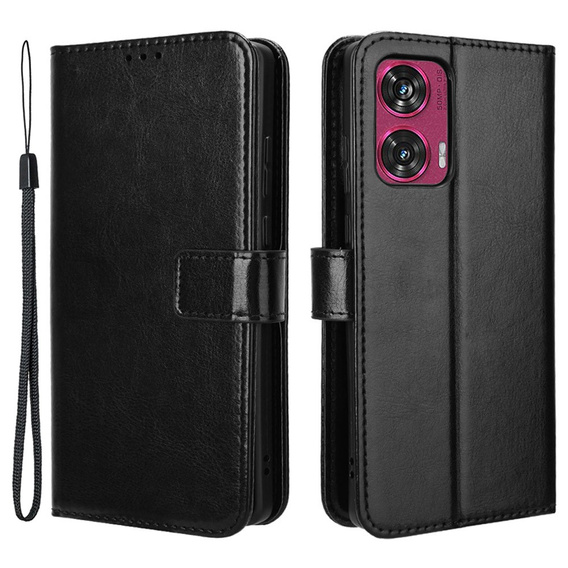 Flip case for Motorola Edge 50 Fusion 5G, Crazy Horse Wallet, black