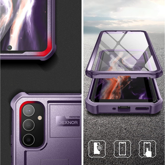 Armored case for Samsung Galaxy A34 5G, Dexnor Full Body (Two Frames), purple