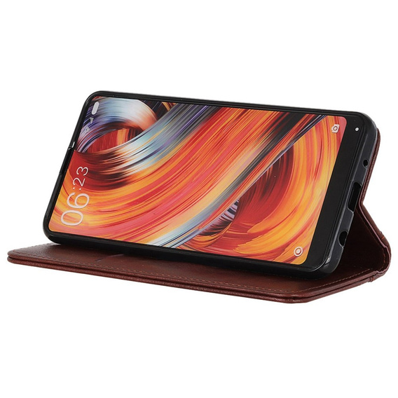 Case for OnePlus 12 5G, Wallet Litchi Leather, brown