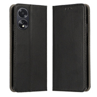 Case for Oppo A18 4G / A38 4G, Smart Magnet, Black + 9H Glass